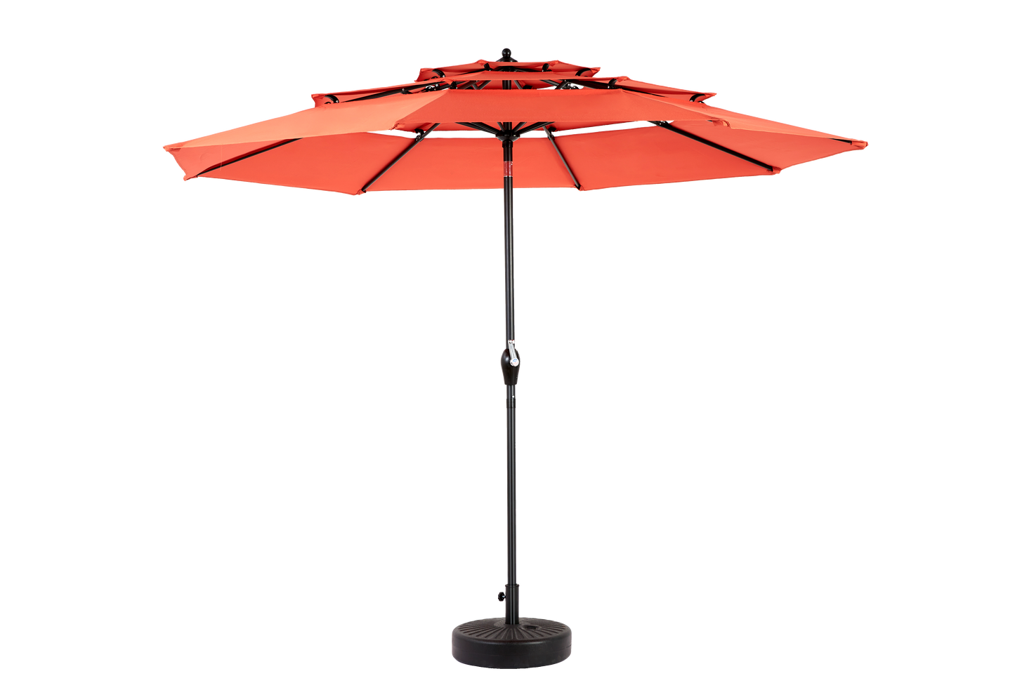 Aluminium 10ft 3 Tier Auto-tilt Umbrella ,Outdoor Patio Umbrella - Market Table Pool Deck Umbrella Base Not Included - Orange