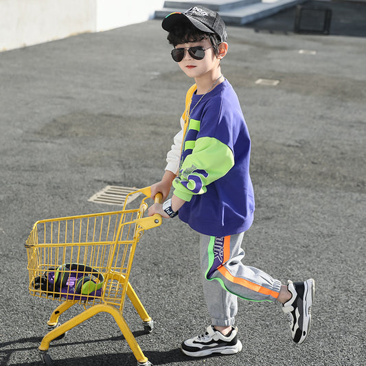 Áo len bé trai lưới đỏ phong cách nước ngoài