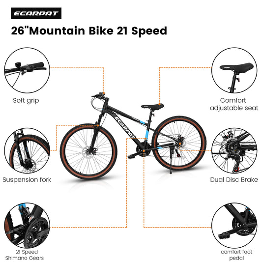 A27302 27 Inch Wheel Mountain Bike, 21-speed Disc Brake Trigger Transmission, Aluminum Frame Unisex Mountain Bike