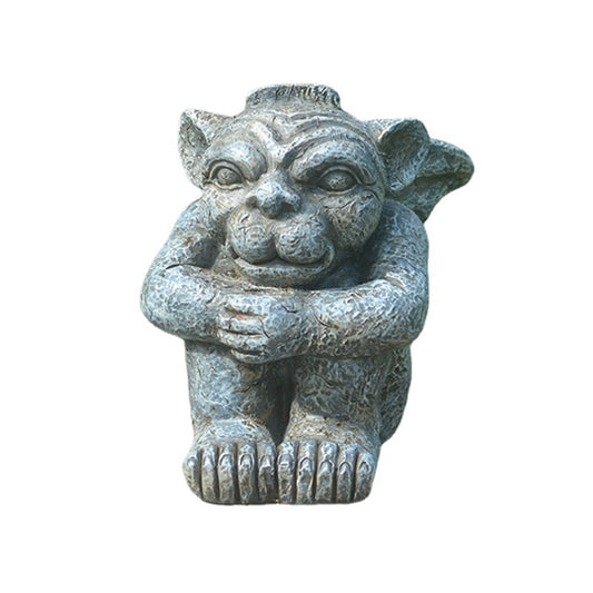 Garden Courtyard Decoration Emmett Stone Statue Ghost Protector Stone Statue Ghost Gothic Sculpture Resin