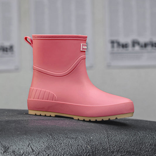 Mid-calf Women's Stylish Water Shoes Outdoor Non-slip Adult Rain Boots