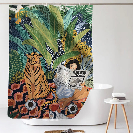 Waterproof Bathroom Curtain Partition Curtain Without Perforation Nordic Hanging Curtain