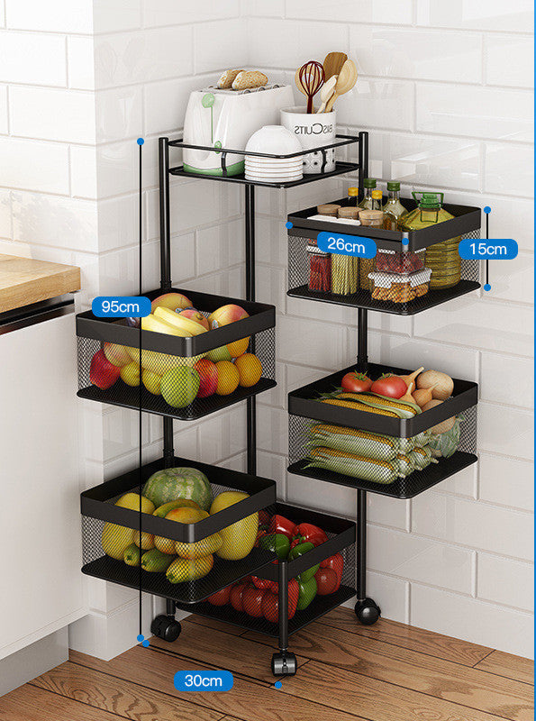 Kitchen Vegetable Racks Can Be Rotated On The Floor