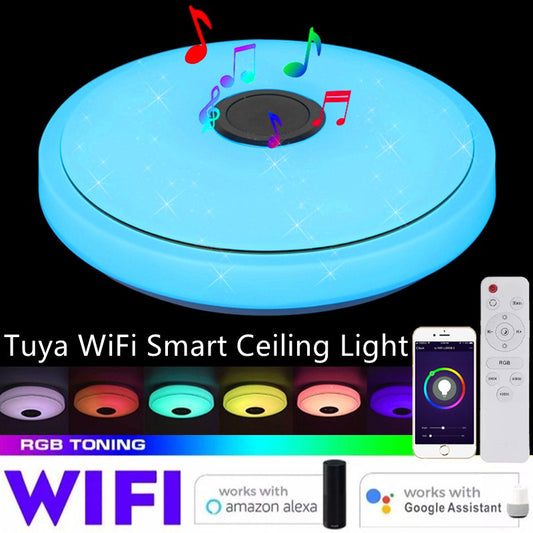 Đèn trần thông minh Tuya Wifi Led nhiều màu sắc Ứng dụng điều khiển từ xa Bluetooth Đèn Alexa Google Home Cross-Border