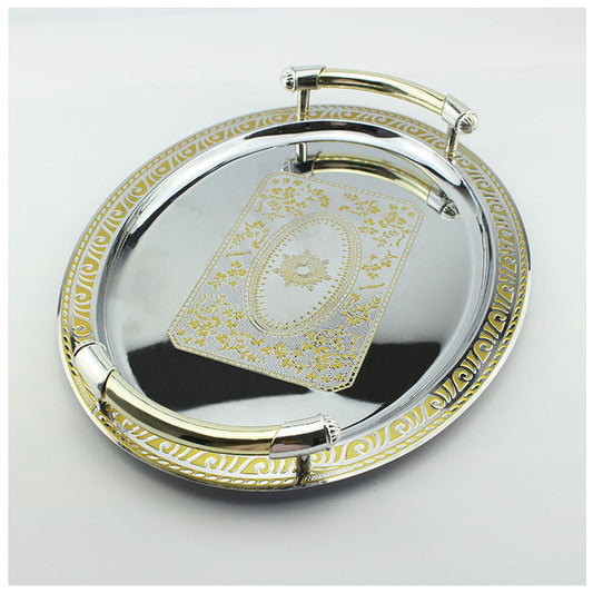 Stainless Steel Oval Golden European Style Hotel Pastry House Restaurant Small Tray