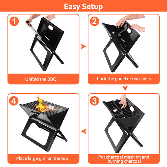 Portable BBQ Grill Foldable Charcoal Grill Camping Garden Outdoor Travel