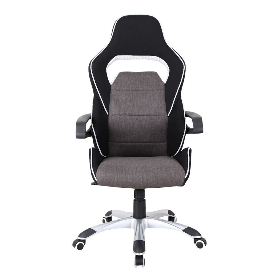 Silla ergonómica tapizada estilo carreras para el hogar y la oficina Techni Mobili, gris/negro