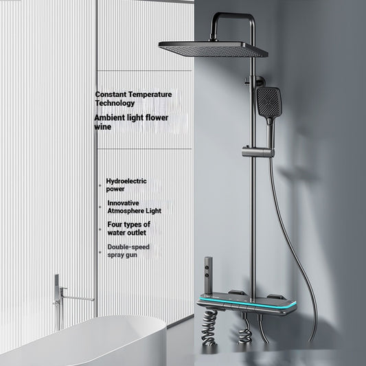 Home Bathroom Booster Gun Gray Constant Temperature Shower Head Set