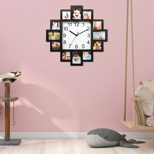 1Pc Photo Frame Clock Picture Collage 12-Picture Display Wall Clock Photowall Wall Hanging Home Decor For Valentines Day Gift