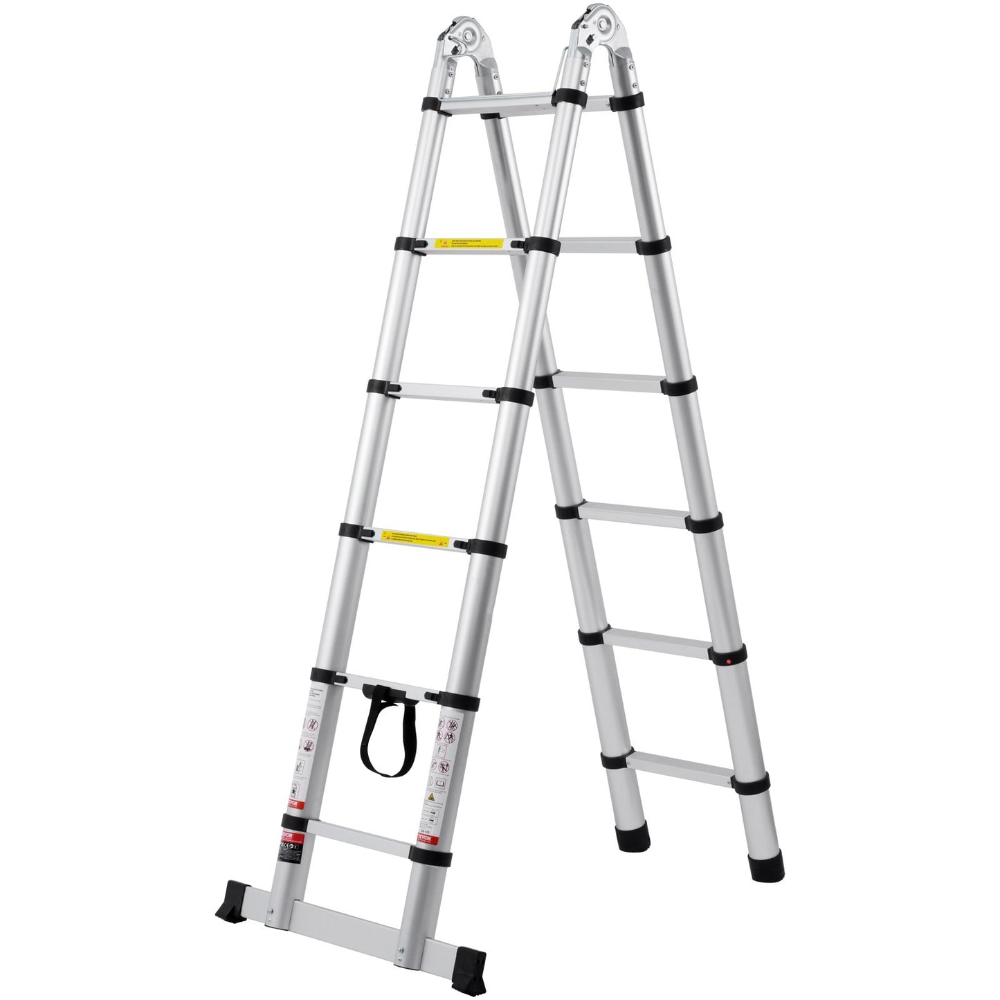 Telescoping Extension Ladder 12.5FT A-Shape W Stabilizer Bar For RV