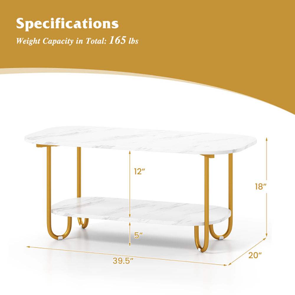 Modern 2-tier Faux Marble Top Coffee Table