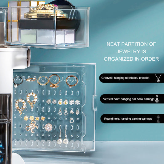 Makeup Organizer With Mirror LED light Large Capacity Jewelry Rack