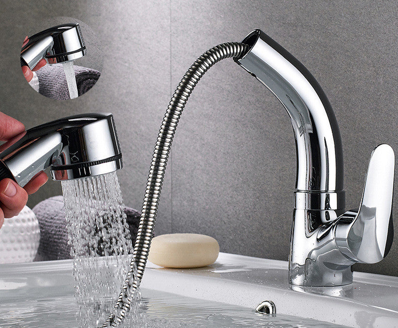 All-copper Pull-out Hot And Cold Face Wash Faucet