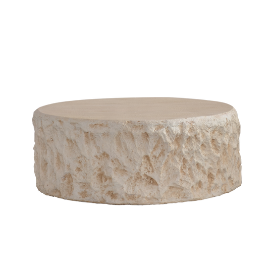 MgO Mid-Century Round Centre Coffee Table Vintage Faux Stone Sofa Pre-Modern Coffee Tables Beige Coffee Table For Living Room Office Apartment