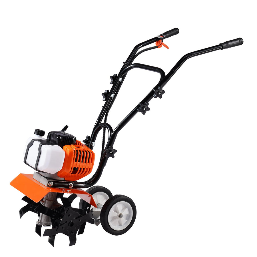 Tiller Cultivator, 43CC 2-Stroke Garden Cultivator, Tiller With 4 Steel Adjustable Front Tines For Lawn, Garden And Field Cultivation
