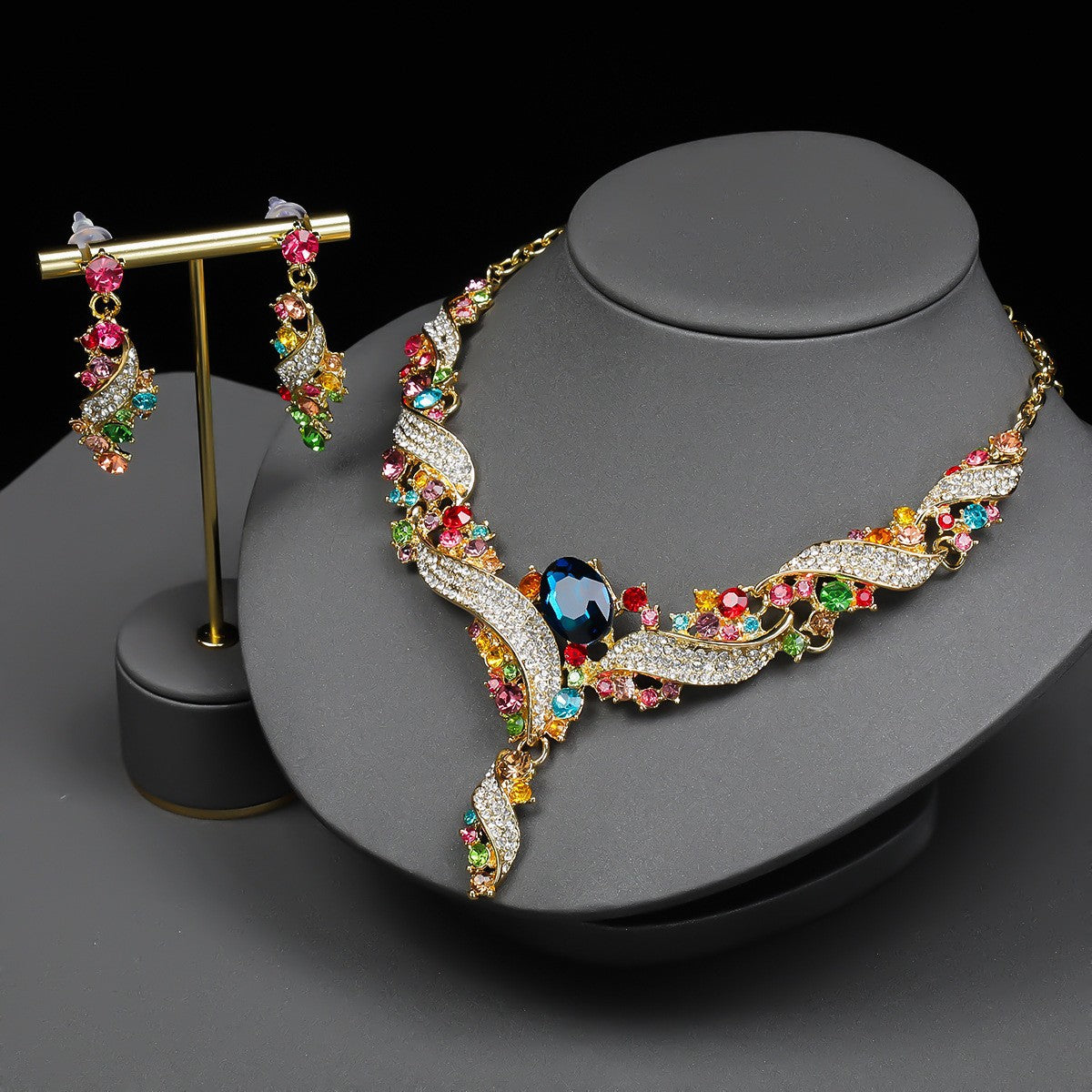 Retro-style Colorful Jewelry Set Designed Specifically For Formal Attire