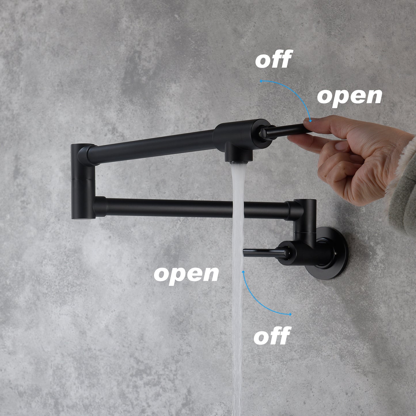 Pot Filler Faucet Wall Mount Matte Black