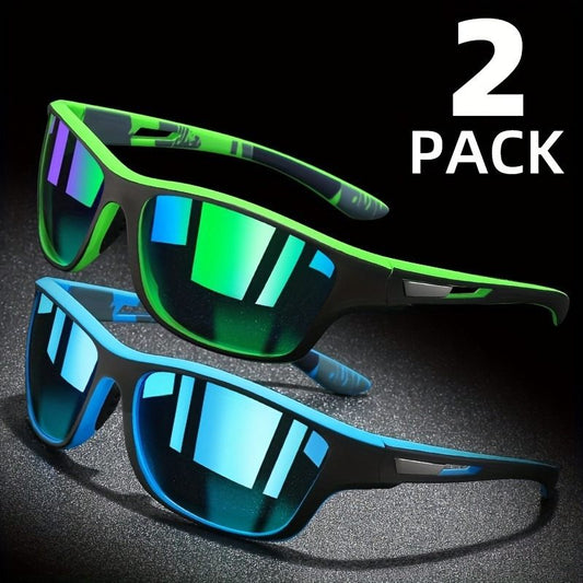 2-Pair Set Of Stylish Wrap-Around Polarized Glasses – Glare-Reducing – Ideal For Sports, Fishing, Cycling & Outdoor Adventures – Unisex, Comfort Fit For Travel & Daily Wear
