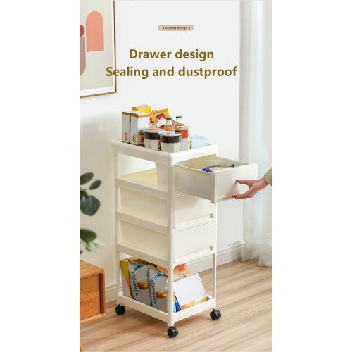 Storage Stroller - 4 Layer, Storage For Bedroom, Living Room, Kitchen,restroom,Flexible To Move, Can Put Toys, Snacks, Tools, Pet Supplies,PP Material Is Safe And Durable