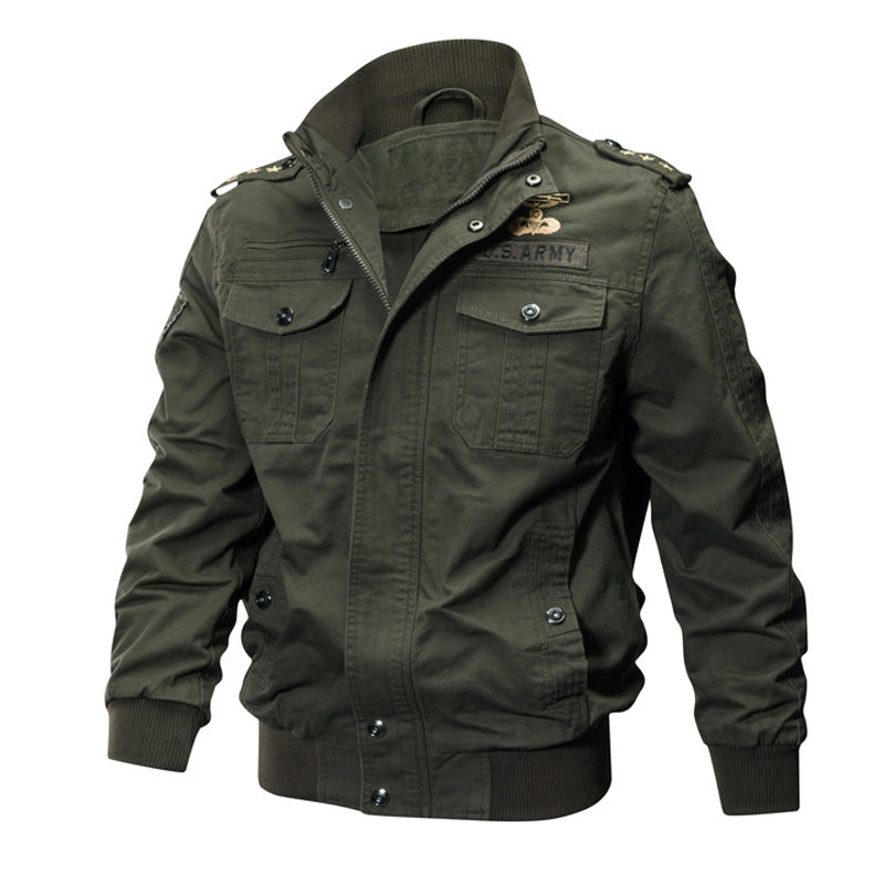 Air Force pilot jacket with washed and embroidered work clothes