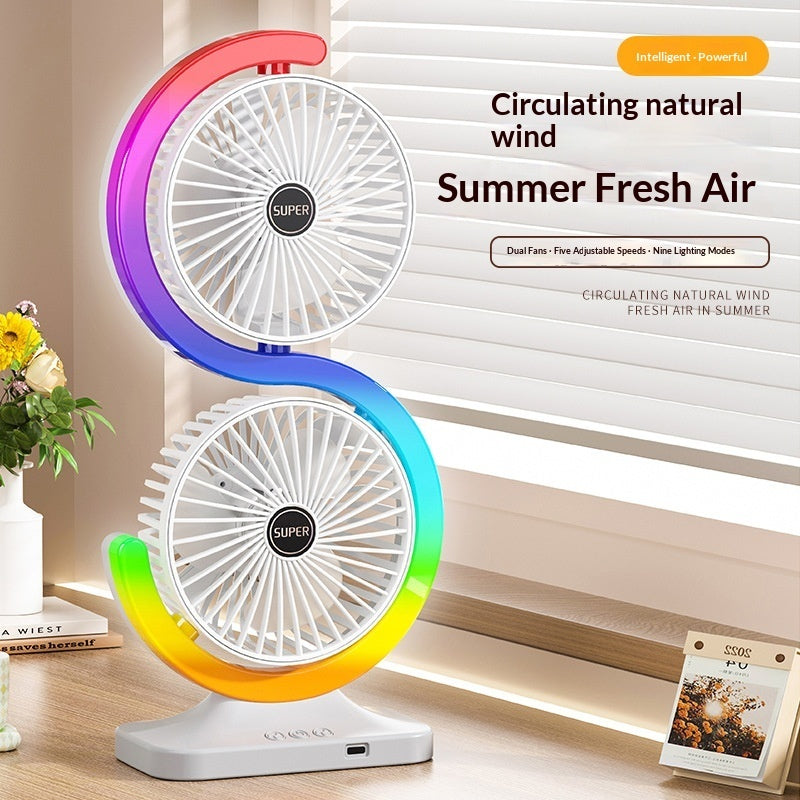 Dual-head Circulating Mini Ambient Light Fan
