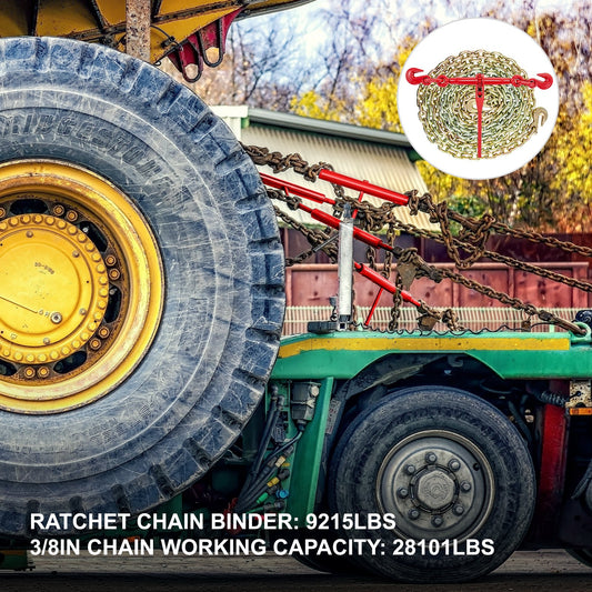 Chain And Binder Kit , Ratchet Load Binders 9215lbs Working Strength, Ratchet Binders And Chains, Or Truck, Tie Down, Hauling, Towing