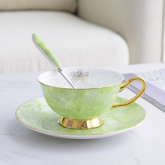 Modern Minimalist Coffee Set With Bone China Tracing Gold