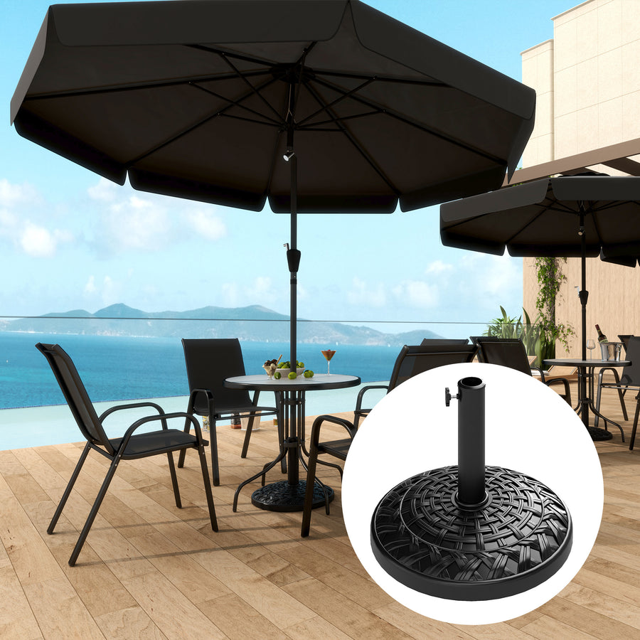 19" Patio Umbrella Base, 26 lbs Concrete Heavy Duty Umbrella Stand, Round Patio Umbrella Holder for 1.5"/1.9" Umbrella Poles for Outdoor, Lawn, Poolside, Black