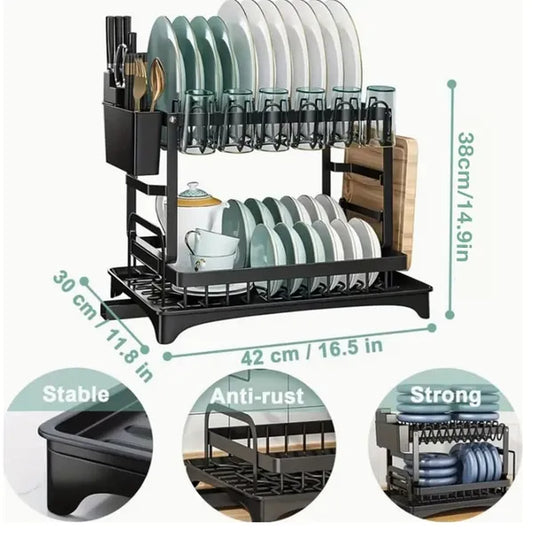 Kitchen Dish Drying Rack Large Capacity With Drain Board