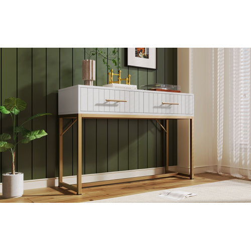 Dressing Table With 2 Drawers 75 Cm High ,Chest Of Drawers Bedroom Highboard White Sideboard Chest Of Drawers For Bedroom, White H76.5 W100 D45 Cm