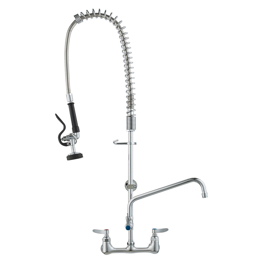 Kommerzieller Wasserhahn Mit Vorspülbrause, 915 Höhe, 30,5 Cm Schwenkauslauf, Küchenspülenarmatur Zur Wandmontage, Gerät Aus Messing Mit Ausziehbarer Brause, Für 1/2/3-Fach-Spüle