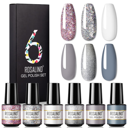 A Bottle Of One-color Fine Glitter Nail Polish Set Box Korean Nail Color Glue