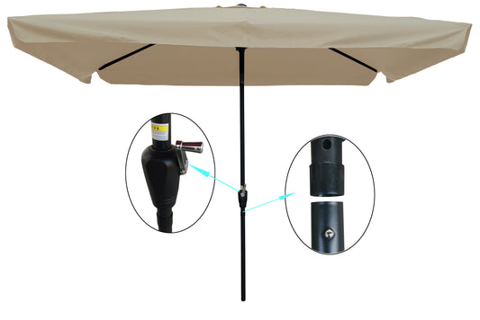10 x 6.5ft Rectangular Patio Umbrella Outdoor Market Umbrellas with Crank and Push Button Tilt for Garden Swimming Pool