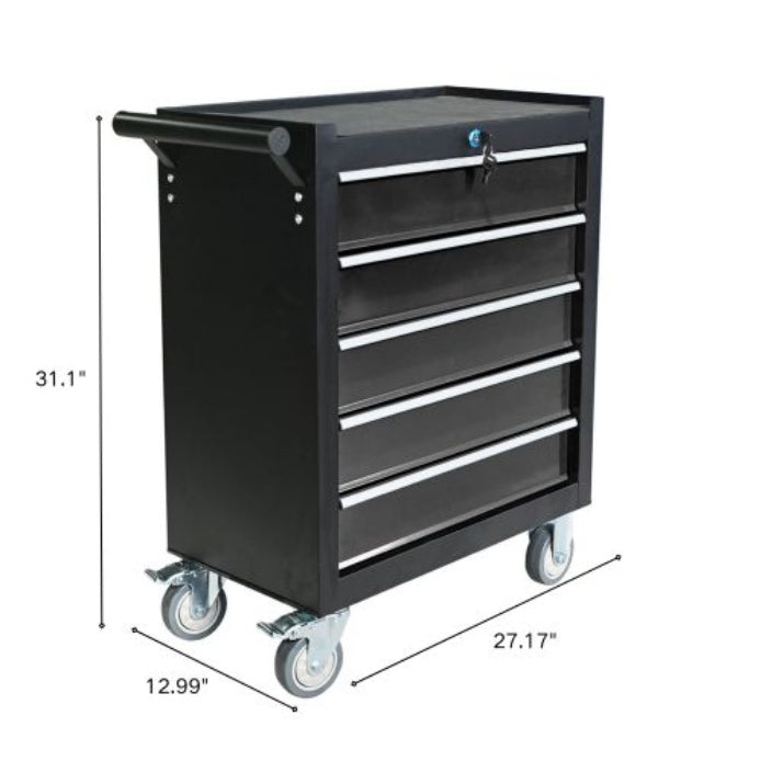 Five-Drawer Rolling Tool Chest With Wheels, Detachable Cabinet Storage Tool Box With Drawers, Metal Tool Cart With Toolbox For Garage Workshop Warehouse