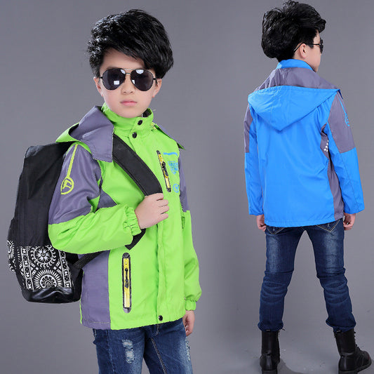 Jacket Boys Three-in-one 2023 New Medium And Large Children Thickened Fleece Detachable Outdoor Windbreaker Jacket