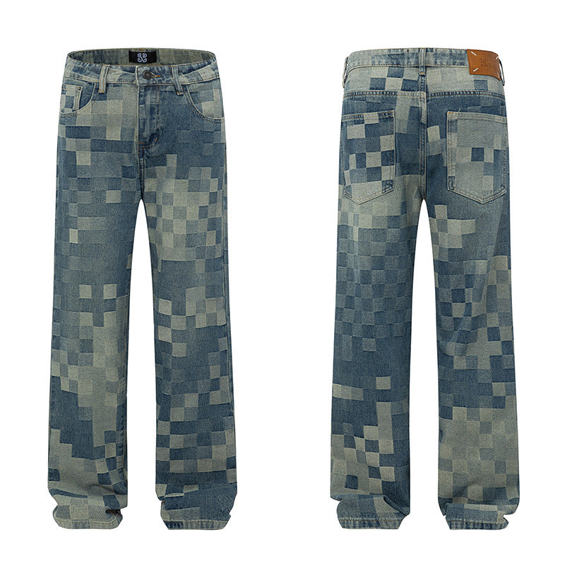 Youth Denim Short Gown Korean Style Mosaic Denim Jacket For Men