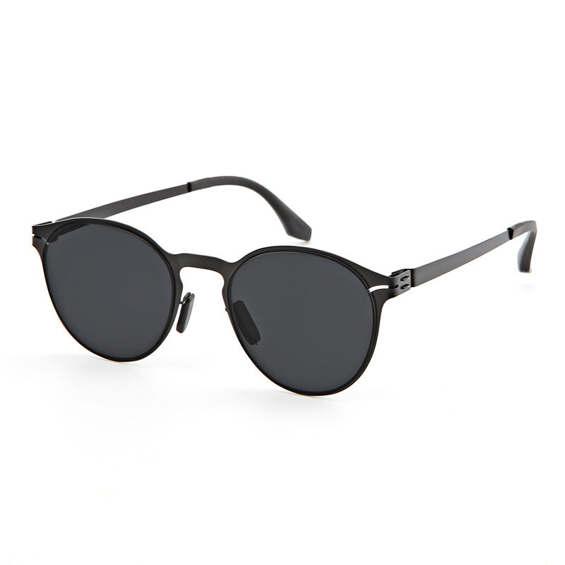 Metal Stainless Steel Nylon Round Glasses Fashion Hip Hop Steel Skin Super Clear Sunglasses Men's Sunglasses