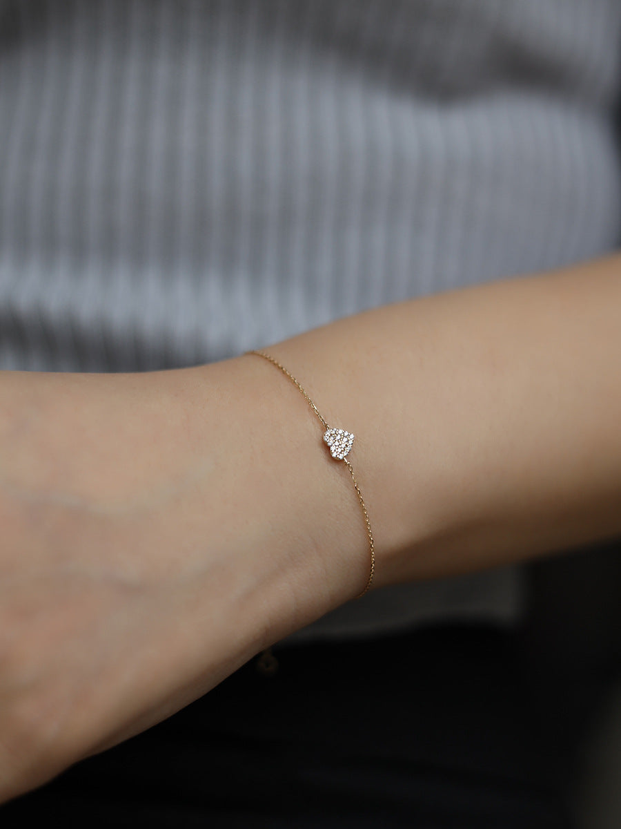 Plated Zirconia Adjustable Heart Bracelet Niche Design Sensibility Versatile Women's Stackable Gift