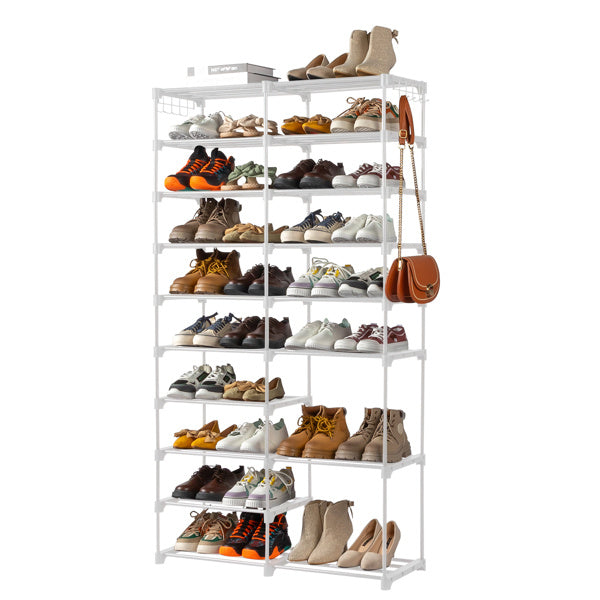 Double Row 10 Layer Non-woven Shoe Rack