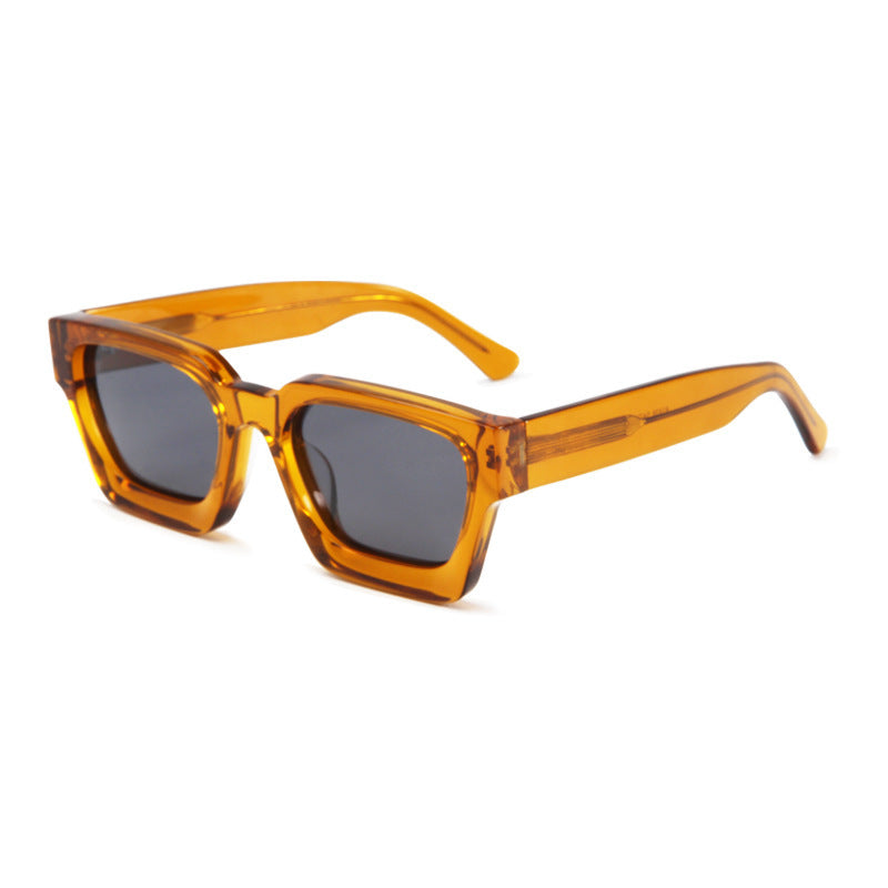Square Plate Glasses Men's And Women's Simple Trendy Large Rim Sunglasses Good-looking Niche Sunglasses