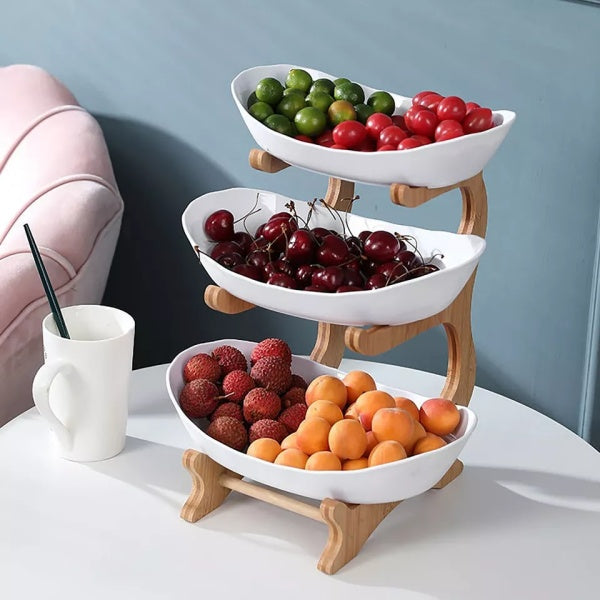 Stacked Fruit Tray Multi-layer Plate Three Compartments Snack Candy Platter Bowl