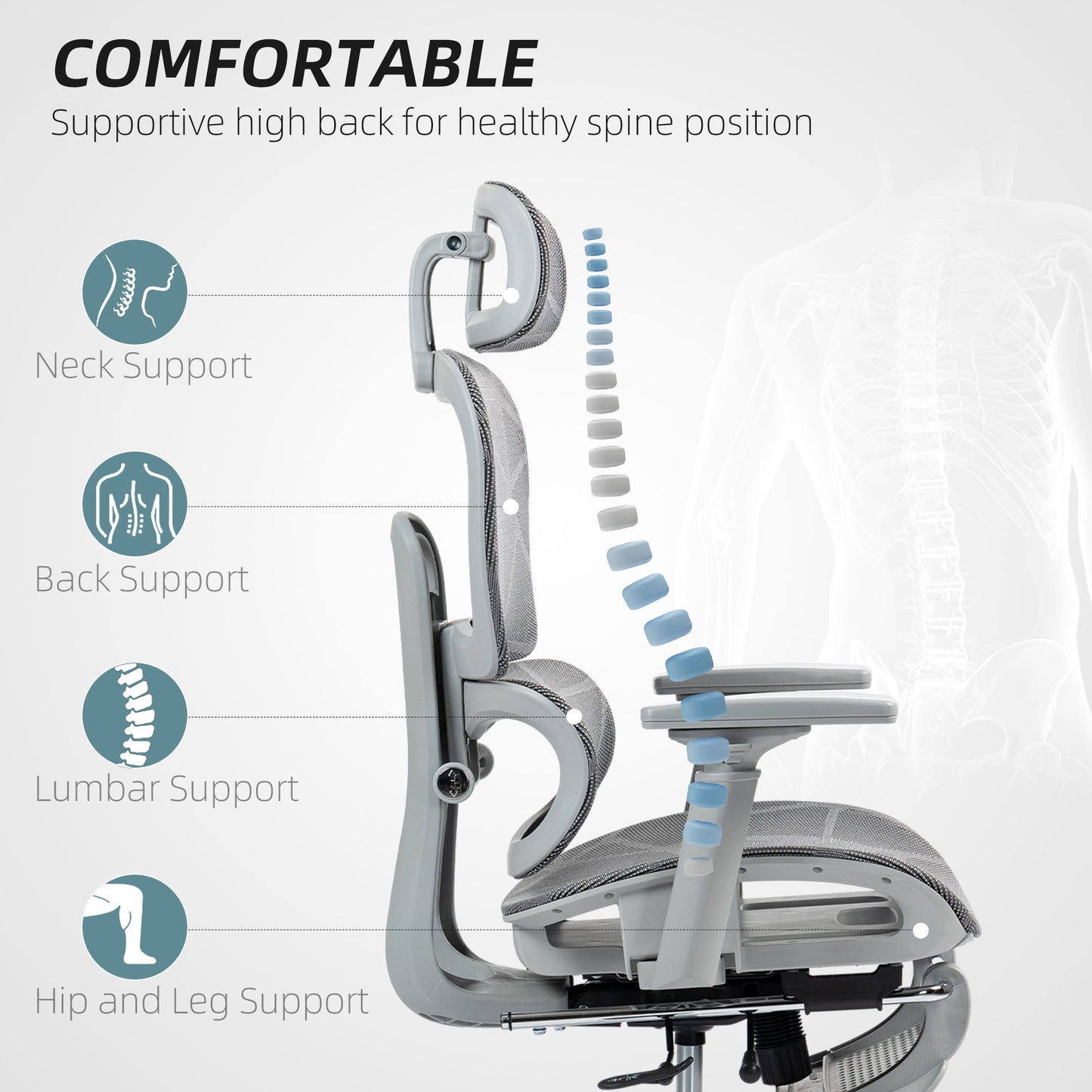 Multi-Adjustable Mesh Office Chair - Grey