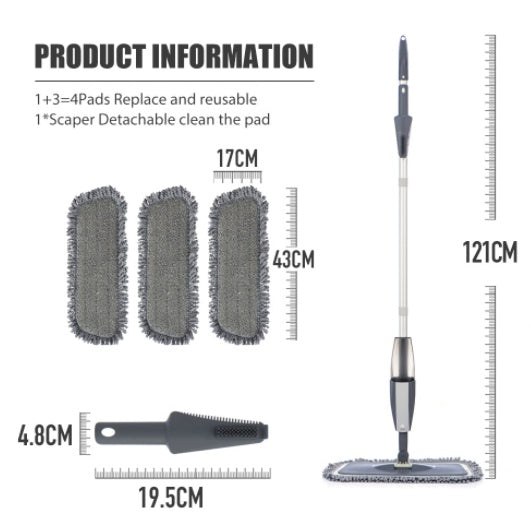 Trapeador con rociador mágico para pisos de madera