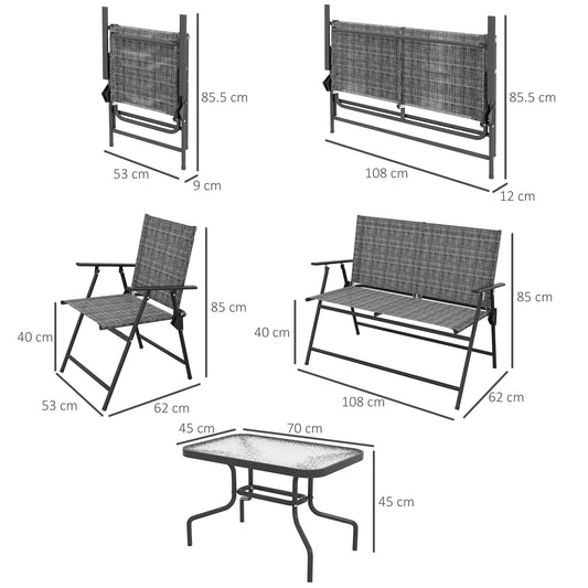 Four-Piece Metal Garden Sofa Set - Mixed Grey