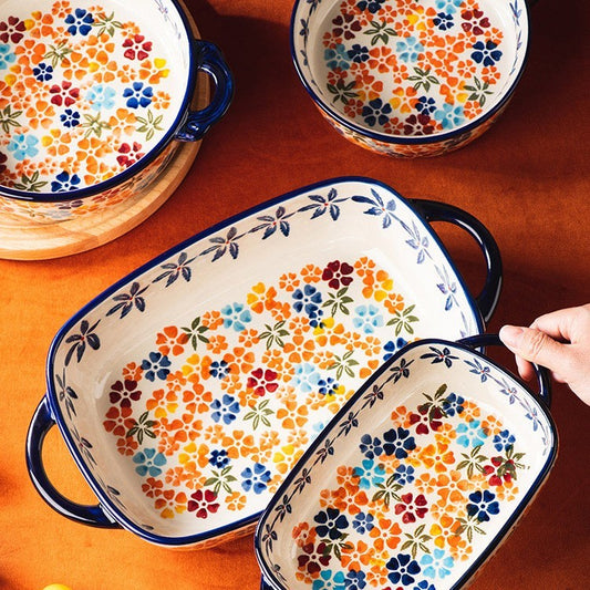 Ceramic Bowl With Special Handle For Oven And Microwave Oven