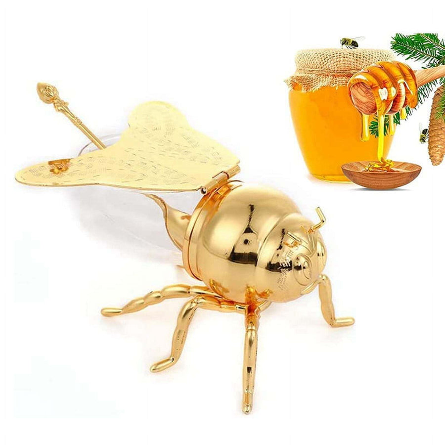 Bee Shaped Honey Jar With Spoon Versatile Novelty Container Condiment Pot For Condiments Oil Kitchen Festive Parties Kitchen Gadgets