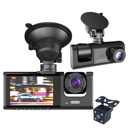Car Dual Lens Dash Cam HD 1080P Front Rear Inside Video Recorder Camera G-Sensor