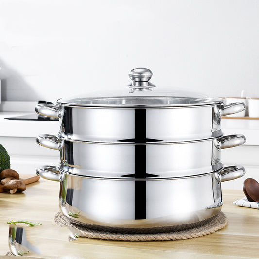 Deepen Stainless Steel Five-layer Cooking Pot With Large Capacity