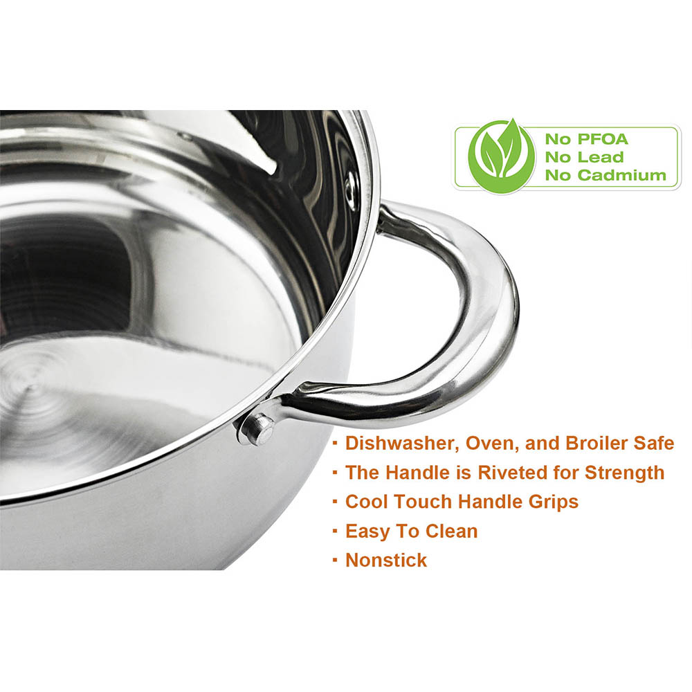 Pot Combination Stainless Steel Non-Stick Pan Full Set With Lid