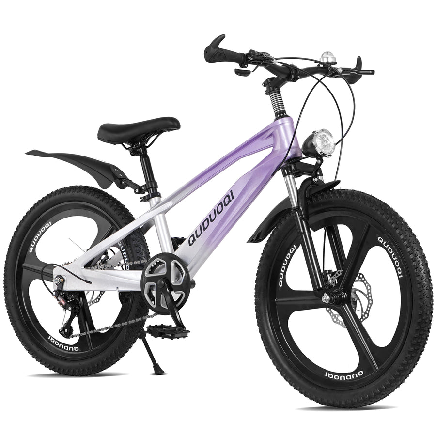 FKZNPJ 20 Inch Kids Mountain Bike, 7-Speed Youth Bicycle With Magnesium Alloy Frame & One-Piece Wheels, Lightweight Kids Bike For Boys And Girls Ages 8-12